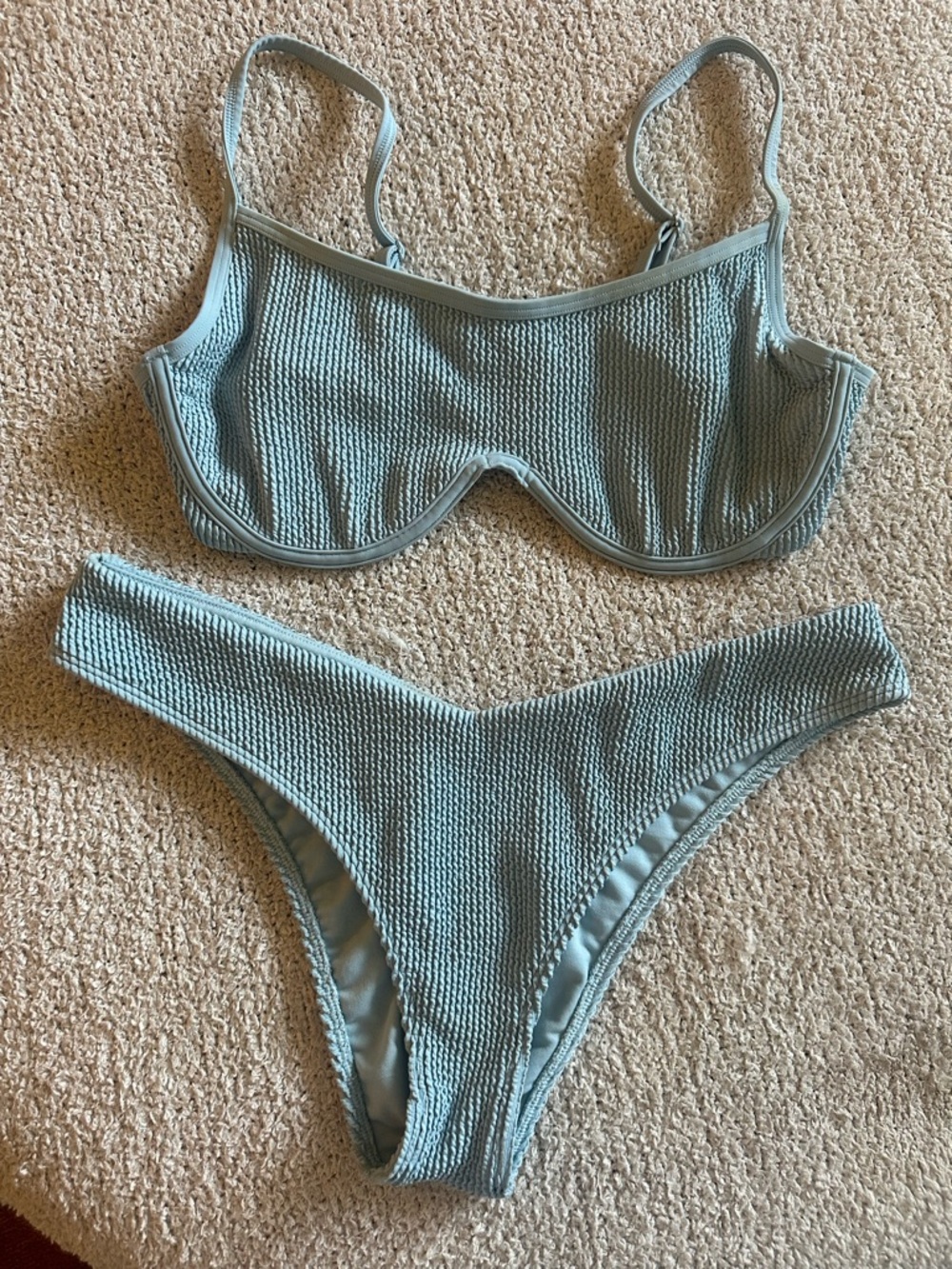 Abercrombie & Fitch Light Blue Textured Bikini Set